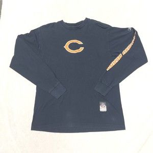Reebok Men's Size Medium NFL Team Apparel Chicago Bears Navy Blue Long Sleeve